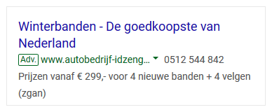 AdWords campagne winterbanden Idzengan drachten heerenveen