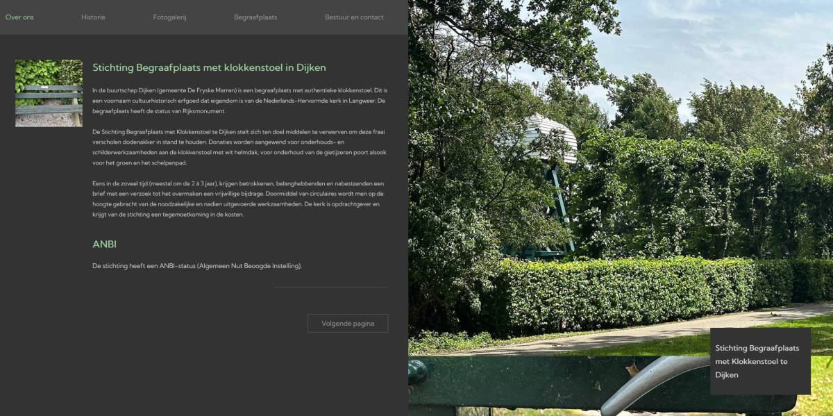 Nieuwe one-page website: Klokkenstoel Dijken