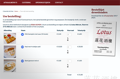 Online menukaart bij Chinees Restaurant Lotus in akkrum Online menukaart bij Chinees Restaurant Lotus in akkrum